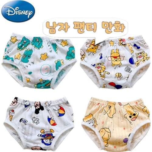 Disney Mickey Cartoon Cute 4pcs Boys Girls Panties Cotton Underwear Shorts Kids Briefs Clothes Children Pants Baby Panty Shorts