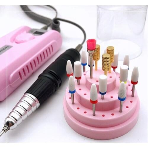 48 Holes Nail Drill Bits Holder with Dust Cover Nail Shelf Organizer Milling Stand Cutter Case Electric Grinder Manicure Tools