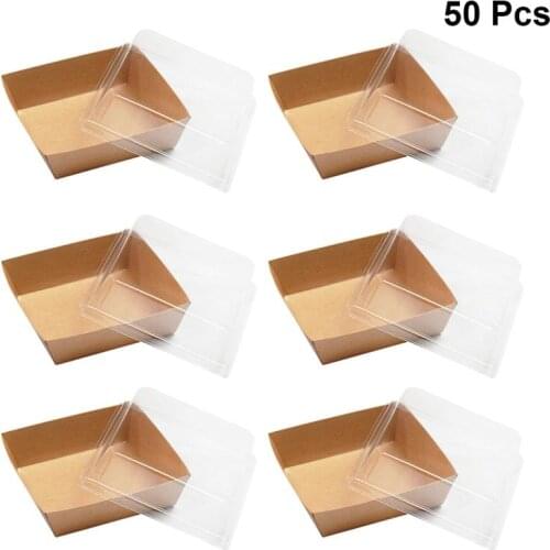 50pcs Kraft Paper Cake Packaging Box Sandwich Containers Food Boxes Party Favors