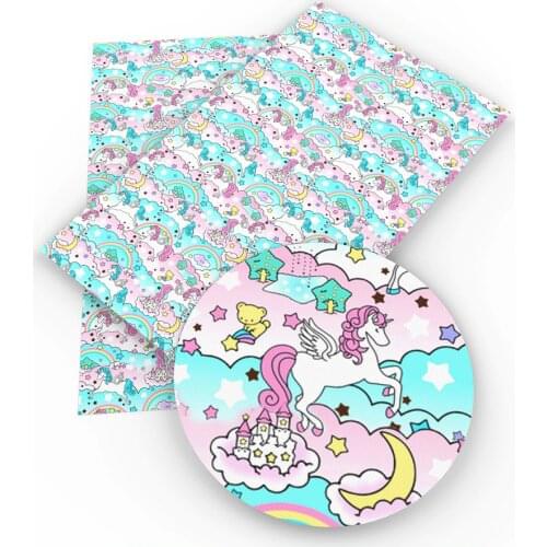 David accessories 20*33cm Rainbow Flower Fox Faux Synthetic Leather Fabric DIY Decorative Hairbow Bags Crafts,1Yc3620