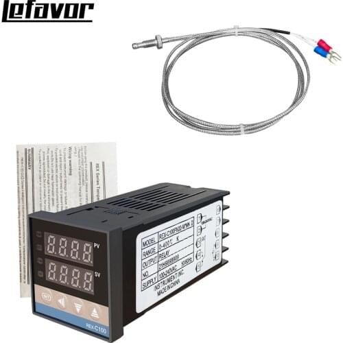 Digital temperature controller REX-C100 thermostat relay output + K type thermocouple sensor 48 x 48