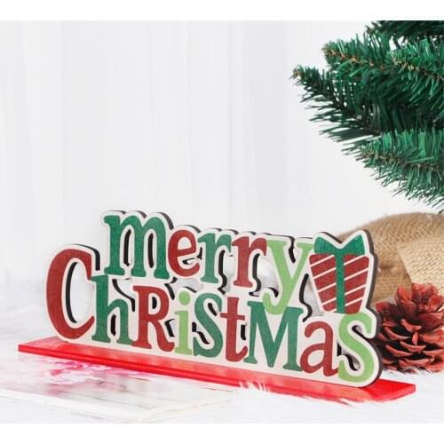 Christmas Decoration Wooden Color Printing Ornaments Christmas Elk Wreath Creative Desktop Ornaments