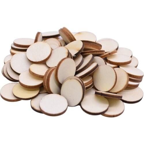 Natural Round Shape Wood Chip Unfinished Wood Cutout Circles Without Hole DIY Handmake Wooden Craft Wedding Home Decor Supplies