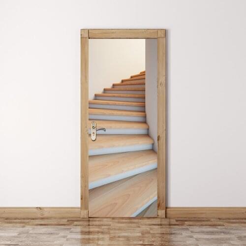 Home Creative DIY 3D Door Stickers 3D Stairway Pattern for Kids Room Door Home Decoration Accessories Large Wall Sticker