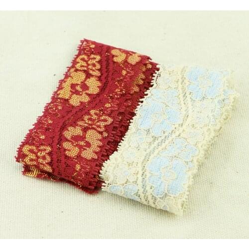 6 yards7CM stretch yarn with2 kinds of color elastic lace fabric diy clothing textiles edge decoration cloth ELASTIC LACE