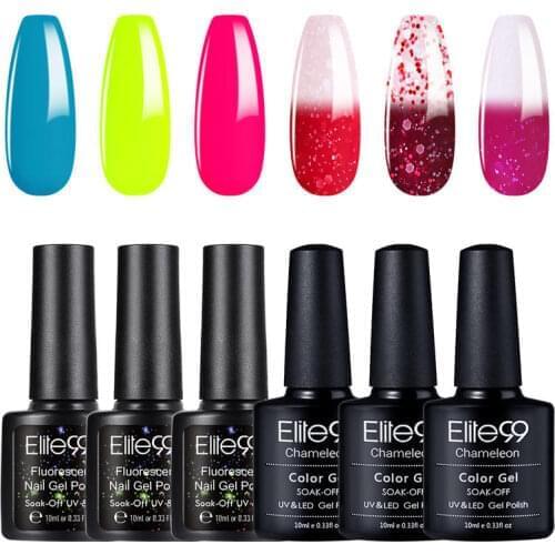 Elite99 6Pcs/Set Fluorescent Gel Nail Polish Set 10ml Nail Gel Polish Kits Snowy Thermal Color-changing Nail Art Manicure Sets
