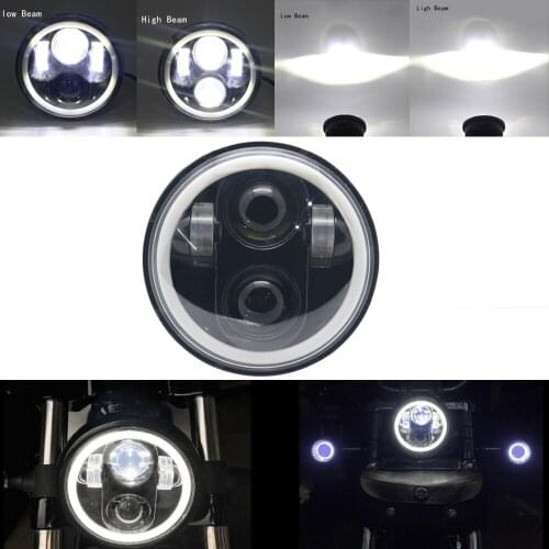 Brightest 5-3/4 5.75" Halo Ring Headlight for Harley davidson 883 Sportster Triple Low Rider Wide Glide Headlamp Driving Lamp