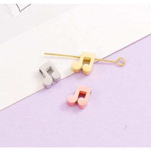 Fnixtar 3 Color Mirror Polished 1.8mm Hole Stainless Steel Music Note Beads Charms DIY Making Jewelry 3*8mm 20piece/lot