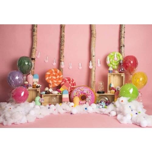 Photography Backdrop Newborn Baby Shower 1st Birthday Party Cake Smash Decor Photo Background Pink Donuts Studio Photocall Props