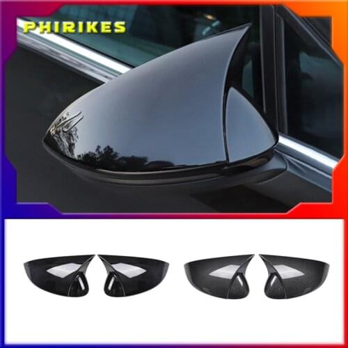 Car Rearview Mirror Cover Cap Carbon Fiber Black For VW GOLF 8 MK8 2020 2021 Support Lane Change Side Assist Blind Spot Assist