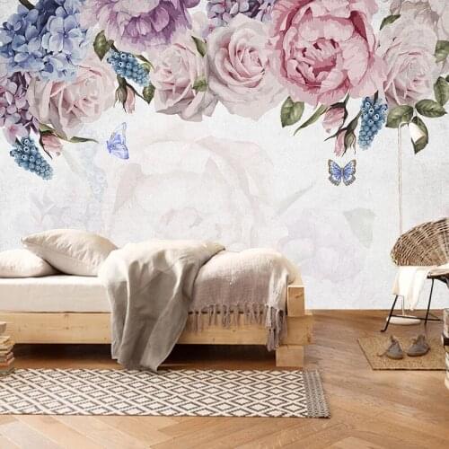 Photo Wallpaper 3D Hand-Painted Watercolor Rose Flowers Murals Living Room Bedroom Romantic Home Decor Wall Papers For Walls 3 D