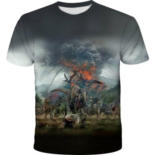 Jurassic World t-shirts Boys and Girls Short sleeve Animal t shirt Dinosaur Tshirt For Kids Baby Teens Childrens Clothing Tops