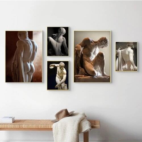 Greek Statue Plaster Sculpture Artwork David Art Canvas Print Painting Figure Wall Picture Living Room Home Decoration Poster