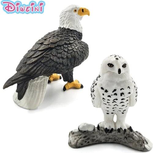 Simulation Forest Bald eagle Snowy Owl Figures Animal Model bird Figurine Plastic Home decor ornaments decoration statue toys
