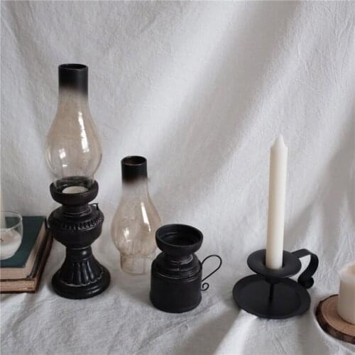 Kerosene Lamp For Wedding Decoration With Glass Cover Vintage Candle Holder Resin Crafts Kerosene Lamp