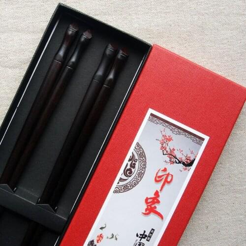 Red sandalwood carving wedding chopsticks two pairs of couples couples wooden chopsticks gift boxed chopsticks