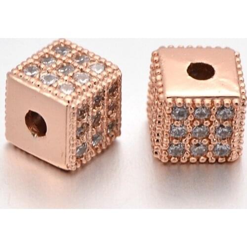 Cubic Zirconia Cube Beads Bracelet Accessories for Jewelry Making 6x6x6mm