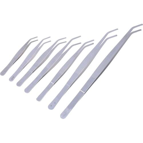 ZLinKJ New 1PC Stainless Steel Elbow Tweezers Aquarium Clear Clip Tool Medical Repair Tools 12.5/14/16/18/20/25/30cm Wholesale