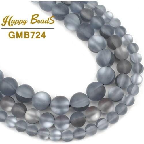Matte Frosted Black Flash Austrian Crystal MoonStone Glitter Round Loose Spacer Beads For Jewelry Making Diy Bracelets 6 8 10 MM