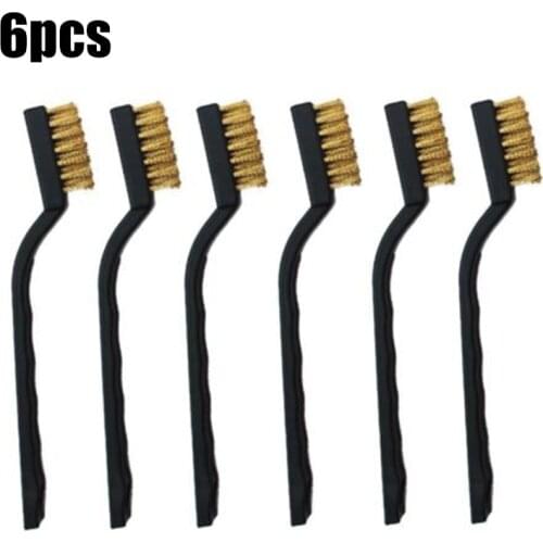 Wire Brush 6Pcs 170mm Mini Steel Brass Nylon Brush Set Cleaning Polishing Detail Metal Rust Brush Drill Brush