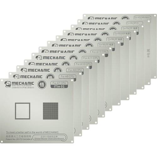 MECHANIC CPU A7/A8/A9/A10/A11/A12 IC Chip BGA Reballing Gold Stencil Plant Tin Steel Mesh For iPhone 5/6/6SP/7G/7P/8 P/X/XS Max