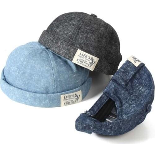 Fashion Men Docker Cap Skullcap Retro Sailor Cap Beanie Hats Men Women Warm Bucket Cap Brimless Hat Skullcap Bonnet Dad Caps