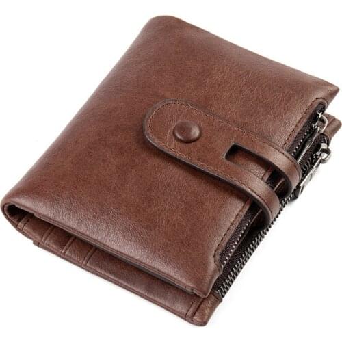 Fashion retro leather mens wallet, coin purse, anti-theft brush, retro casual wallet