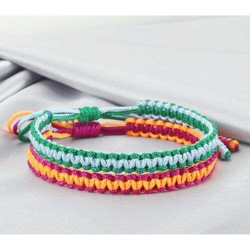 Boho Ethnic Braided Bracelet Set Women Men Handmade Knots Nylon Thread Rope Bangles Charm Fashion Jewelry Friendship Girls Gift