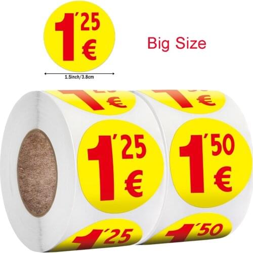 Garage Sale Price Stickers Flea Market Pre-Priced Pricing Stickers Round Bright Colors Label Stickers With Price 1.5Euro