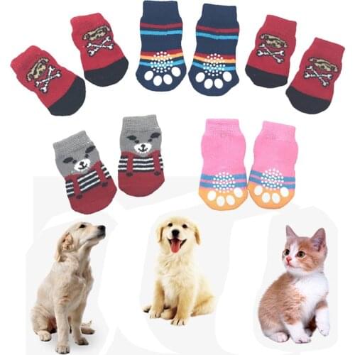 Anti-Slip Pet Dog Socks Knit Socks Small Cat Dogs Winter Socks Chihuahua Thick Warm Paw Protector Dog Socks Booties Dropship