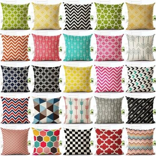 New Colorful Geometric Series Printed Linen Cotton Cushion Cover Home Decor Houseware Throw Pillow Case Almofadas Cojines