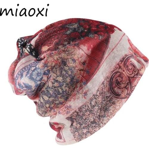Miaoxi New Fashion Women Beauty Adult Beanies Skullies Casual Two Used Lady Cap Polyester Girls Hat Hats Floral Bonnet Sale