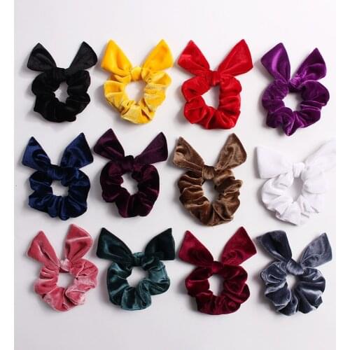 Solid Velvet Scrunchies For Women Good Quality Fabrics Knot Scrunchy Hair Tie For Pony Tail Soft Elastic Hair Bands Large Loops