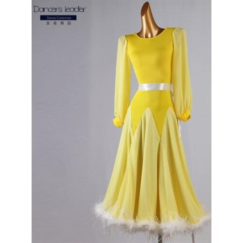 Ballroom Dress Long Sleeve Ballroom American Smooth Dress Female Adult Elegant Lantern Sleeve Waltz Ballroom Long Dress