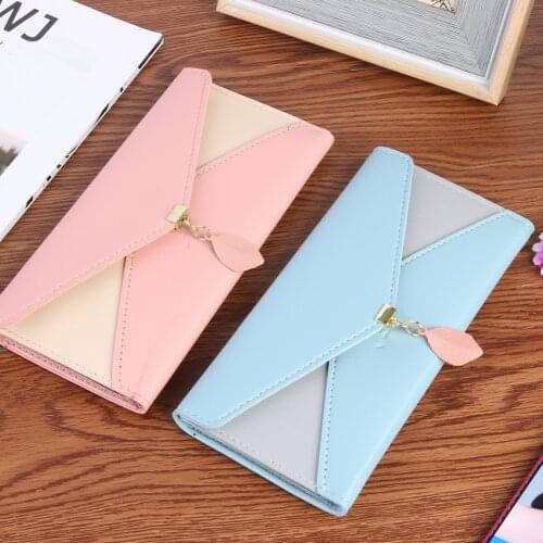 Portable Long Small Coin Purse Flap Money Clutch Bag Fashion Leaf Lady PU Wallet Key Card Coin Holders Pouches