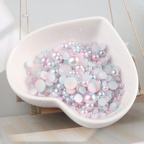 Multicolored Half Round ABS Pearl BeadS Mixed Size 3-8mm Flat Back Scrapbook Imitation Bead For Nail Art Jewelry Making 10g