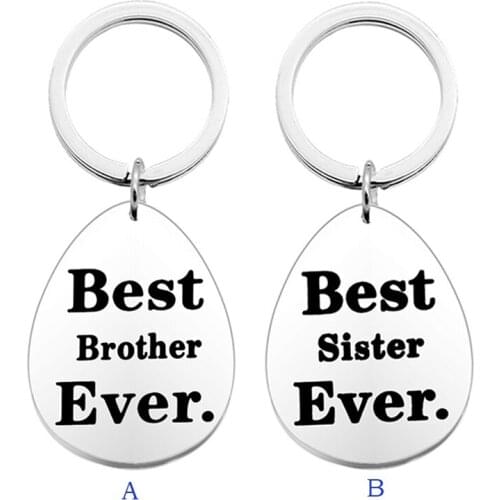 Popular Family Jewelry For Brother Sister Friend Lettering Best Brother/sister Ever Water Drop Shaped Pendant Keychain Key Ring