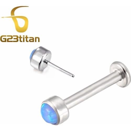 G23titan 2020 New Labret Lip Piercing Jewelry Plus-in Labret Stud 16G Titanium Opal Stone Labrets Studs Ear Cartilage Earrings