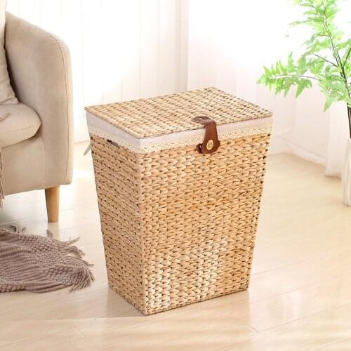 Nordic vine straw clothes storage box laundry basket laundry basket with lid storage basket dirty clothes large size storage b