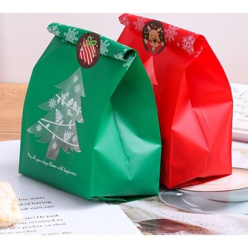 25pcs Snowflake Christmas Tree Gift Bags Merry Christmas Baking Packaging Bag Candy Boxes Xmas Decorations for Home 2021 Navidad