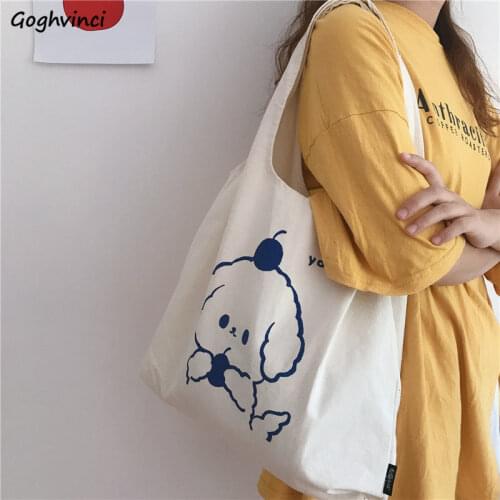 Shopping Bags Women Cartoon No Zipper Canvas Leisure Shopper Lovely Girls Simple Chic Daily Popular Large Capacity Bag Harajuku