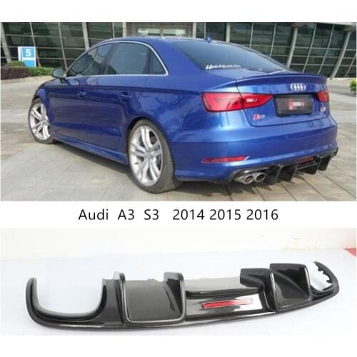 For Audi A3 S3 2014 2015 2016 Carbon Fiber Rear Lip Spoiler Bumper Diffuser Car Accessories