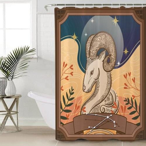 Aries Constellation Shower Curtains Waterproof Bathroom Curtain Frabic Polyester Bathroom Curtain with Hooks