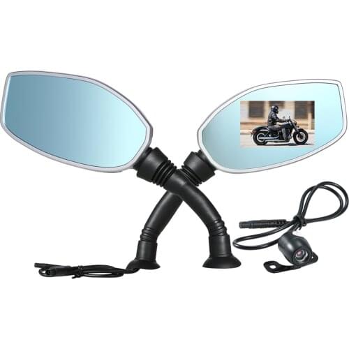 AZGIANT Motorcycle Side View Mirror Twin Camera Motorbike Dash Cam Video Camcorder 2.4" Lock Actuator Motor