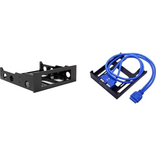 1 Pcs 3.5 to 5.25 Hard Drive Drive Bay Front Bay Bracket Adapter & 1 Pcs 2 Ports USB 3.0 Front Panel Floppy Disk Bay