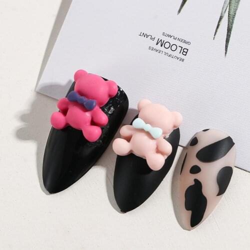 10pcs Cute Bear Nail Art Decorative Diamond Jelly Cartoon Nail Ornaments Creative Spin Lovely DIY Manicure Jewelry Accessories