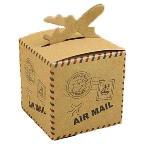 10pcs Kraft Paper Airplane Candy Box Wedding Travel Theme Decoration Baby Shower Souvenirs Party Favors Gift Box