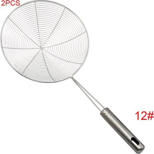 2 Pieces Solid Spider Strainer Skimmer Ladle Stainless Steel Kitchen Utensil Tool French Fries Fish Frying Utensil
