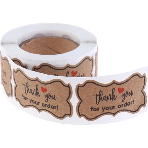 250pcs/roll 3*5cm Thank You For Your Order Stickers Handmade Sticker Kraft Paper Label Food Stickers