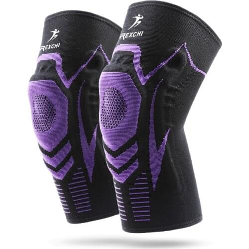 3D Elastic Knitting Compression Knee Pad Silicone Patella Gasket Spring Knee Braces Support for Gym Sports Basketball Running